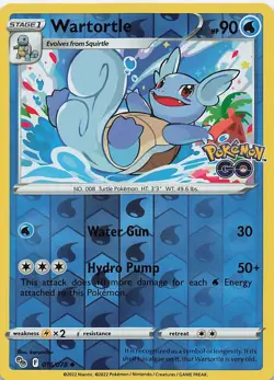 Wartortle 016/078 Uncommon Pokemon GO Pokemon Reverse Holo Near Mint - Image 1
