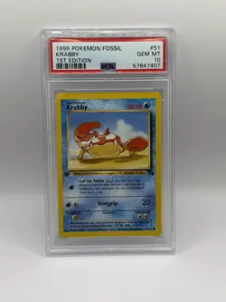 1999 Pokemon Fossil Krabby #51 1st Edition PSA 10 Gem Mint - Image 4