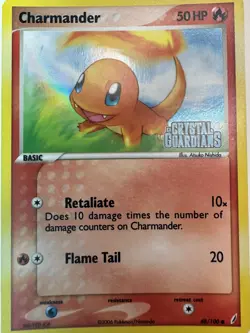 Pokemon Charmander EX Crystal Guardians 48/100 Reverse Holo 2006 - STAMPED NM/LP - Image 1