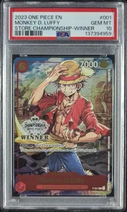 2023 One Piece Store Championship Winner #001 Monkey D. Luffy PSA 10 - Image 1