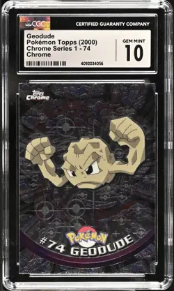 2000 Topps Pokemon Geodude Chrome Series 1 #74 CGC 10 Gem Mint Trading Card NM - Image 1