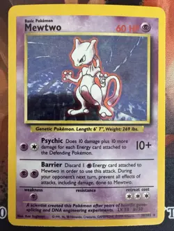 Pokemon Mewtwo TCG Base Set Holo Rare Card 10/102 NM Condition - Image 1