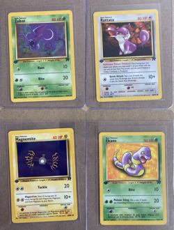 Pokemon 1st Edition Team Rocket (4 Card Lot) - EKANS, MAGNEMITE, RATTATA, ZUBAT - Image 1