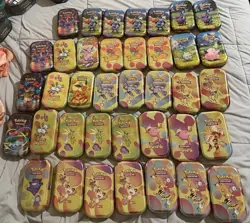 Pokemon TCG Lot of 48 Collectible Storage EMPTY Tins ONLY - NO CARDS - Image 1