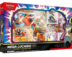 Pokemon TCG Mega Lucario ex Figure Collection Box Sealed Booster Packs Cards New - Image 1