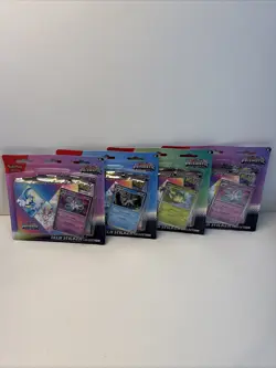 Pokemon TCG Prismatic Evolutions 3 Pack Blister Tech Sticker Collection Lot Of 4 - Image 1
