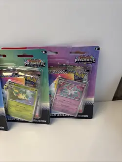 Pokemon TCG Prismatic Evolutions 3 Pack Blister Tech Sticker Collection Lot Of 4 - Image 5