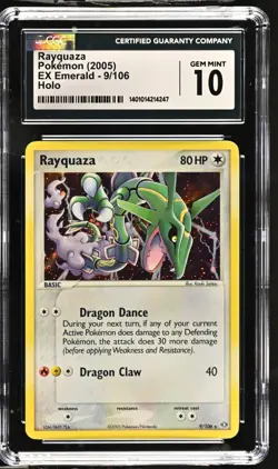 2005 Pokemon Rayquaza EX Emerald Holo Rare #9 CGC 10 Gem Mint - Image 1