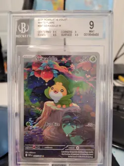 BGS 9 MINT Sewaddle White Flare Illustration Rare 2025 Pokemon 087/086 - Image 1