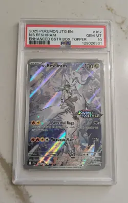 N's Reshiram 167/159 Journey Together Stamped Box Topper PSA 10 - Image 1