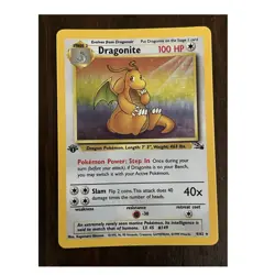 Pokemon Dragonite 4/62 Fossil Holo Rare 1st Edition English 1999 HP100 Stage 2 - Image 1