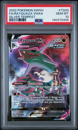 2022 POKEMON SWORD & SHIELD SILVER TEMPEST #TG20 FULL ART/RAYQUAZA VMAX PSA 10 - Image 1