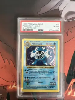 1999 POKEMON BASE SET SHADOWLESS #13 POLIWRATH-HOLO PSA 6 - Image 1