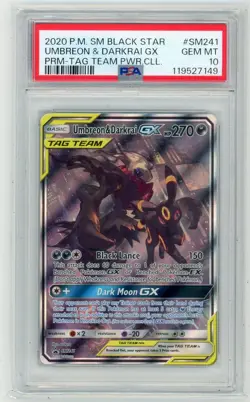 Umbreon & Darkrai (SM241) - PSA 10 - 2020 Tag Team Black Star Promo Pokemon - Image 1