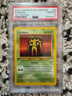 2002 Pokemon Neo Destiny Sunkern 1st Edition 83/105 PSA 10 MINT - Image 1