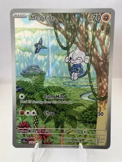 Pokemon TCG: Meditite 153/142 SV07 Stellar Crown Illustration Rare Full Art Holo - Image 1