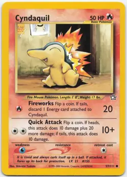 Cyndaquil 57/111 Common Neo Genesis Pokemon Lightly Played - Image 1