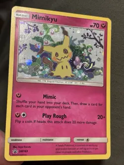 Mimikyu SM163 Holo Black Star Promo Sun Moon Pokemon MP Mew Tail HD Galaxy Swirl - Image 1