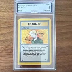 Pokemon TCG Lt. Surge Trainer Gym Heroes 101/132 Rare Regular AGS Grading Mint 9 - Image 1