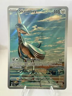 Pokemon TCG: Skarmory 209/191 Sv08 Surging Sparks Illustration Rare Holo - Image 1