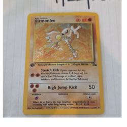 Pokemon Hitmonlee 1st edition 7/62 Fossil Rare Regular Basic 60 HP English 1999 - Image 1