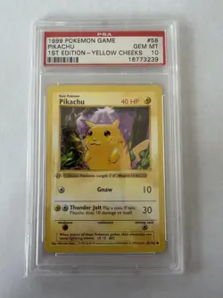 1999 Pokemon Game #58 Pikachu 1st Edition Yellow Cheeks PSA 10 - Image 1