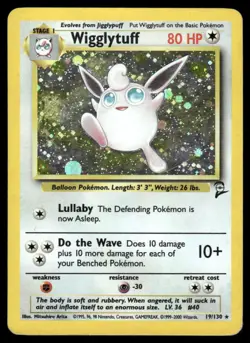 Pokemon Cards Wigglytuff 19/130 Base Set 2 Holo Rare WOTC DMG *CREASES* - Image 1