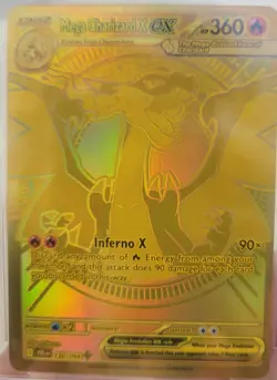 2025 Phantasmal Flames, Mega Charizard X Ex #130 Ultra Rare Gold Pokemon TCG - Image 1
