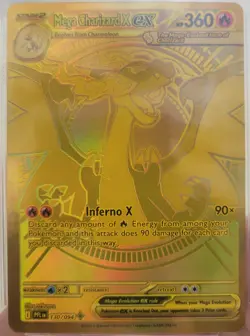 2025 Phantasmal Flames, Mega Charizard X Ex #130 Ultra Rare Gold Pokemon TCG - Image 2