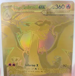 2025 Phantasmal Flames, Mega Charizard X Ex #130 Ultra Rare Gold Pokemon TCG - Image 3