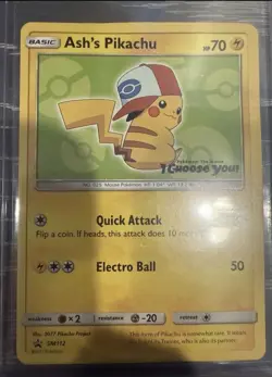 Pokemon TCG Ash's Pikachu SM112 Black Star Promo 2017 Black - Image 1