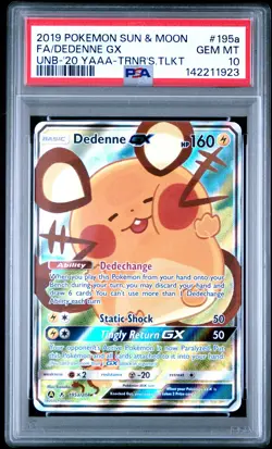 2019 POKEMON SUN & MOON UNBROKEN BONDS #195A FULL ART/DEDENNE GX PSA 10 - Image 1