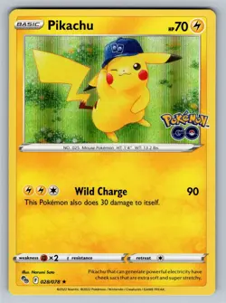 Pikachu (28) Holo Rare Pokemon GO 028/078 NM - Image 1