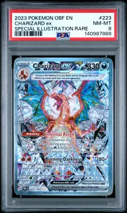 2023 POKEMON OBF EN-OBSIDIAN FLAMES SPECIAL ILLUSTRATION RARE CHARIZARD EX PSA 8 - Image 1