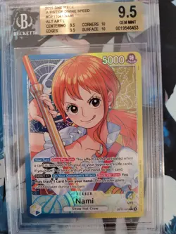NAMI ONE PIECE OP11-041 2025 A FIST OF DIVINE SPEED LEADER ALT ART EN BGS 9.5 - Image 1