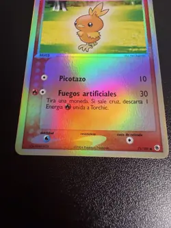 SPANISH Torchic 73/109 Reverse Holo EX Ruby and Sapphire 2004 Pokemon Card - Image 4
