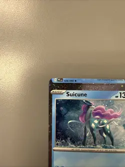 Pokemon miscut Suicune 026/094 Phantasmal Flames Knockout Cosmos Holo error card - Image 2