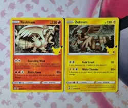 Pokemon Celebrations Reshiram 002/025 & Zekrom 010/025 Holo Rare Bundle 25th - Image 1