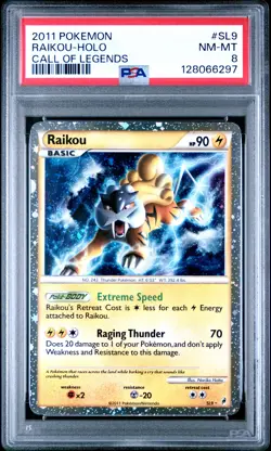 2011 POKEMON CALL OF LEGENDS #SL9 RAIKOU-HOLO PSA 8 - Image 1