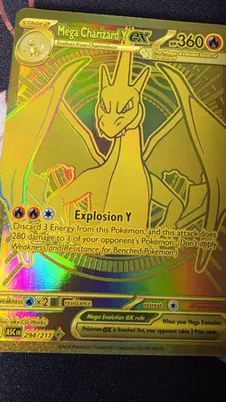 Mega Charizard Y ex EN 294/217 GOLD Pokemon Ascended Heroes GOOD CENTERING - Image 2