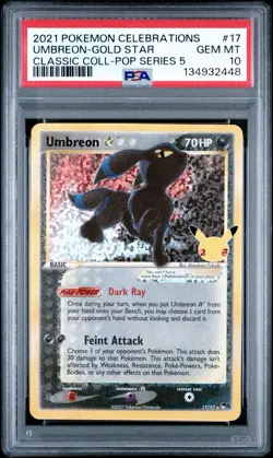 2021 POKEMON CELEBRATIONS CLASSIC COLL #17 UMBREON-GOLD STAR PSA 10 - Image 1