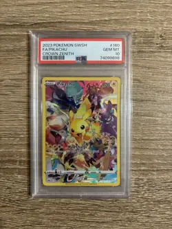 2023 POKEMON SWORD & SHIELD CROWN ZENITH #160 FULL ART/PIKACHU PSA 10 - Image 1