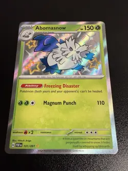 Pokemon NM Holo Abomasnow 101/091 Shiny Rare SV: Paldean Fates - Image 1