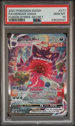 Pokemon Gengar VMAX Fusion Strike Secret Rare Full Alt Art PSA 10 Gem Mint - Image 1