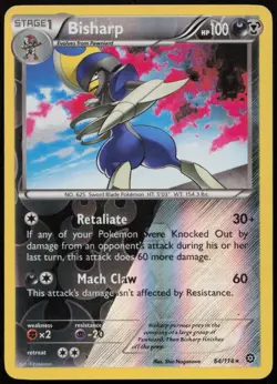 Bisharp 64/114 LP Steam Siege Rare Reverse Holo Pokemon - Image 1