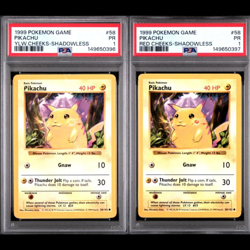 PSA 1 SEQUENTIAL 1999 Base Set Pikachu Yellow & Red Cheeks Shadowless 58/102 - Image 1