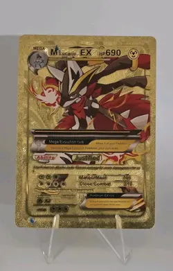 Pokemon Mega Lucario EX 690hp Gold Foil Fan Art Collector Card TCG - Image 1