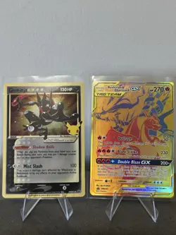 Pokemon Greninja celebrations promo & Reshiram Charizard GX Holo Tag Team Card - Image 1