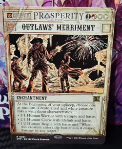 magic the gathering - Outlaws' Merriment - Encahntment - Rare - Tokens Red White - Image 1