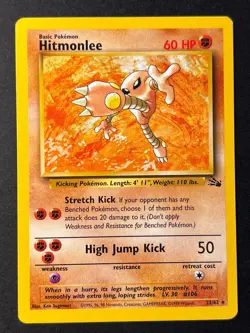 Hitmonlee 22/62 Fossil Rare - Pokemon Card WOTC LP - Image 1